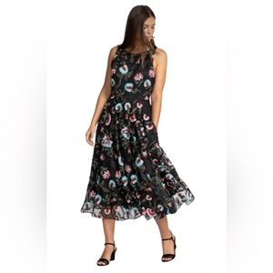 Johnny Was womens floral tea length dress size 14